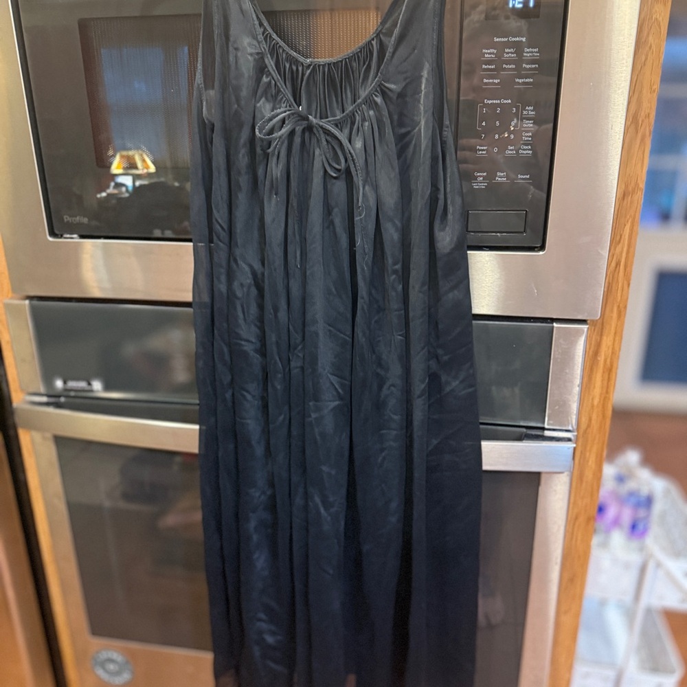 Vintage Sheer Black Babydoll Nightgown Sleeveless Bow Detail Lingerie Dress
